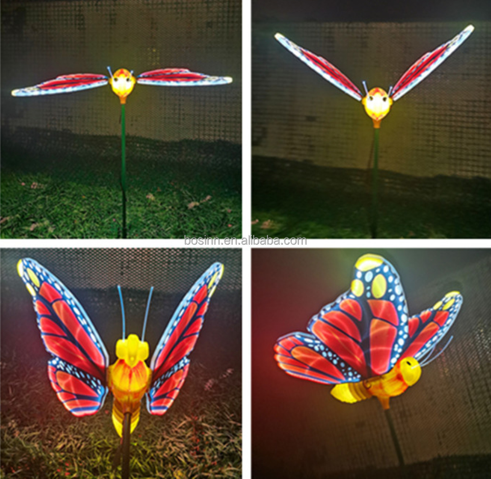 ダイナミックバタフライランプ | RGB色 & ソーラー電源対応の庭照明