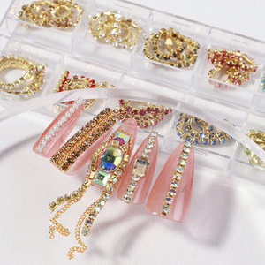 TSZS Nouvelle Arrivée Boîte de Breloques Mixtes pour Ongles, Chaînes Métalliques Dorées et Argentées, Petites Chaînes pour DIY Nail Art, Décorations de Bijoux pour Manucure - Product Image 4
