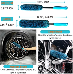 6 pz Kit professionale per la pulizia delle ruote per auto, spazzola per pneumatici, spazzola per cerchi in lana morbida da 2 pz - Product Image 4