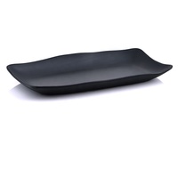 Vaisselle personnalisée pour restaurant japonais, assiette rectangulaire en mélamine noire mate incassable de 11,5 pouces pour servir les sushis