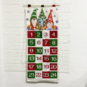 Nuovi articoli decorativi natalizi, ciondoli natalizi, Babbo Natale senza volto stampato, 24 sacchetti di calendari dell'Avvento natalizi - Product Image 1