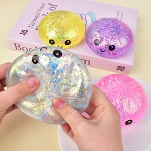 Juguete elástico de azúcar de malta con forma de moño y cara sonriente colorida, de rebote lento, juguete de comida, Ling Squishy, moño al vapor con purpurina, Baozi, caja misteriosa - Product Image 4