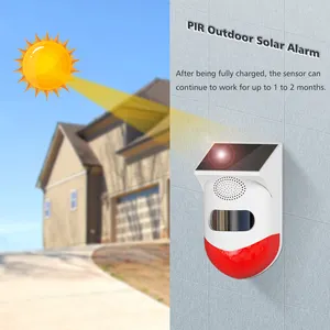 Alarma de seguridad para el hogar, Sensor de movimiento infrarrojo, sirena alimentada por energía Solar para exteriores, PIR, alarma con sonido y luz
