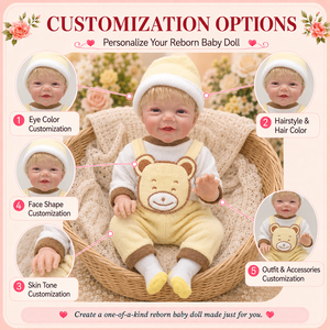 BAkwbwBY Muñeca <span class=keywords><strong>Reborn</strong></span> Realista de 18 Pulgadas con Cuerpo de Vinilo, Ropa de Oso Amarillo Sonriente, Muñeca Recién Nacida con <span class=keywords><strong>Pelo</strong></span> Rubio de <span class=keywords><strong>Mohair</strong></span> Injertado a Mano - Product Image 5