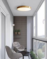 Lámpara de Techo LED Nórdica de Cobre, con Tres Colores Atenuables, Acrílica, Moderna, Simple, Ultrafina, para Dormitorio, 3000K-6000K, 1 Año de Garantía