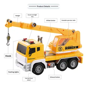 Ensemble de véhicules de construction à grande échelle pour enfants Modèle en plastique Bétonnière Camion et jouet Grue Friction Jouet Véhicule - Product Image 1