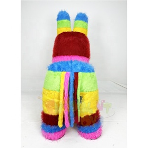 Bonito nuevo diseño creativo Arco Iris Color inflable caballo mascota disfraz para adultos 2M felpa colorido caballo pony disfraces mascota - Product Image 3