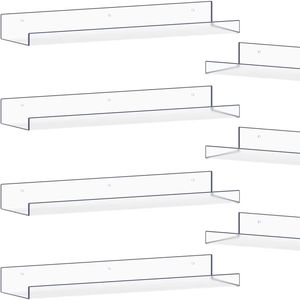 مجموعة أرفف أكريليك شفافة من 7 ، 15 بوصة لأرفف الكتب ، الحمام ، غرفة النوم ، غرفة المعيشة ، شارع المطبخ - Product Image 1