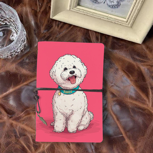 A6 Notebook regalo di ringraziamento per i grafici per celebrare le loro opere d'arte con cane <span class=keywords><strong>bianco</strong></span> con colletto <span class=keywords><strong>turchese</strong></span> stampato - Product Image 1