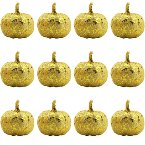 Mini citrouilles artificielles en mousse scintillante, réalistes, argentées et dorées, pour la décoration de la maison, de la table, des armoires, pour les fêtes sur le thème de l'automne - Product Image 4