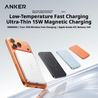 Batterie externe sans fil magnétique ultra-fine Anker 5000mAh Li-Polymère, charge rapide 15W, chargeur portable Type-C A1115