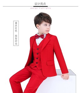 Ensemble de costume rouge pour enfants robe de garçon version coréenne performance décontractée fleur enfant petit costume <span class=keywords><strong>manteau</strong></span> costumes de garçon - Product Image 3
