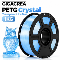 Filamen Printer 3D PETG 1KG Transparan Biru Es Seri Kristal OEM Label Pribadi Produsen Grosir GIGACREA