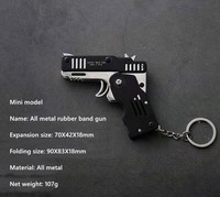 Mini Pistola Metálica de Juguete, Llavero con Pistola Plegable de Metal y Goma, Llavero con Pistola de Juguete
