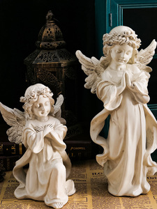 Atacado retro europeu do velho branco menina anjo ornamentos decoração n resina figura <span class=keywords><strong>figurines</strong></span> knick-knacks