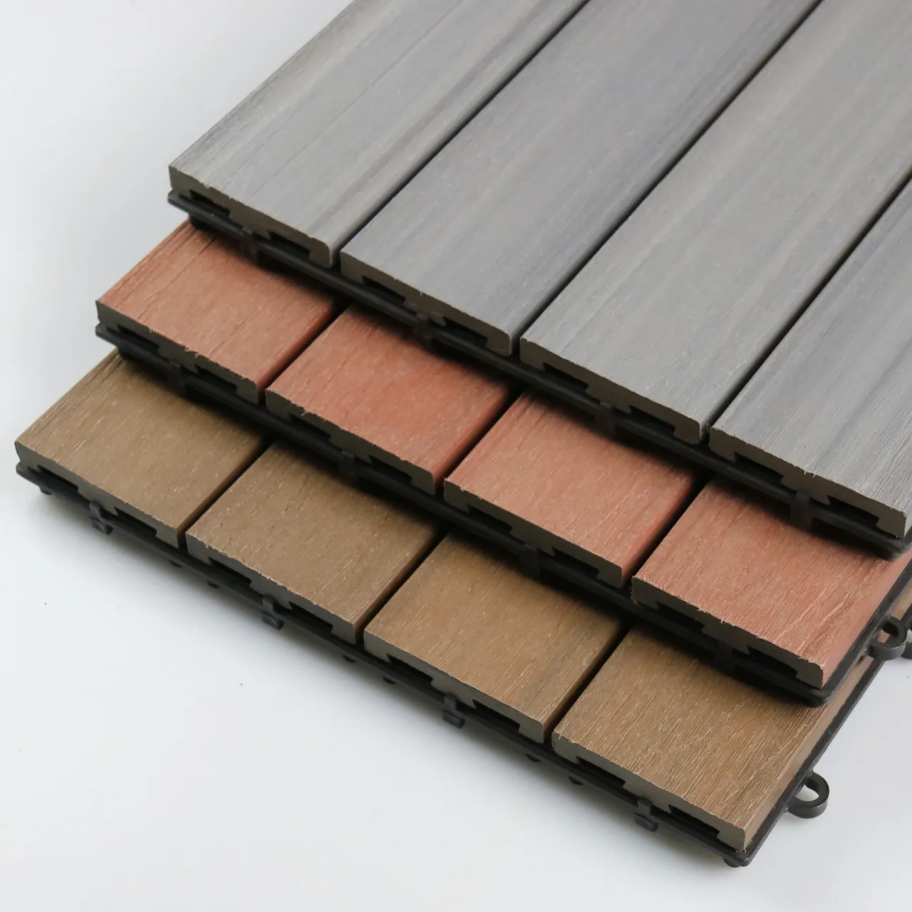 Wpc Tiles 300x300mm Wood Flooring Wood Plastic Composite Wood 3D Grain Deck Outdoor Garden Flooring Embossed