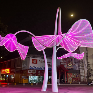 Escultura de Paisaje Grande con Luz LED de Flores de Acero Inoxidable Moderna Senzhao - Product Image 1