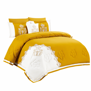 Ensemble de literie brodé personnalisable en gros avec médaillon, couvre-lit contrastant gris et blanc, couette OEM ODM - Product Image 5
