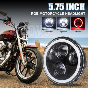 Faro Delantero <span class=keywords><strong>LED</strong></span> OVOVS <span class=keywords><strong>de</strong></span> 5.75 Pulgadas con Halo RGB Blanco, Luz Alta y Baja para Harley Sportster Dyna - Product Image 4