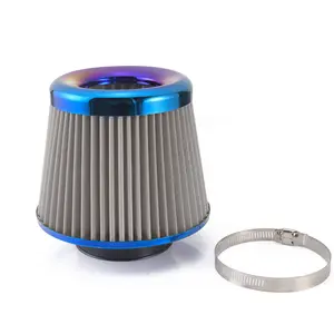 EPMAN Stainless Steel Engine Air Filter 3" Round Tapered Universal Cold Air Intake Cone Filter Burnt Blue EPAF76NEO