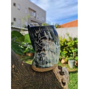 VIKING BEBER PULIDO CUERNO MUG TANKARD HORN MUG 20 0Z tazas de cuerno de la India - Product Image 1