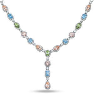 Collier à pendentif en or blanc 18 carats avec diamants multicolores fantaisie, best-seller, pour des bijoux élégants et raffinés, disponible à un prix avantageux - Product Image 1