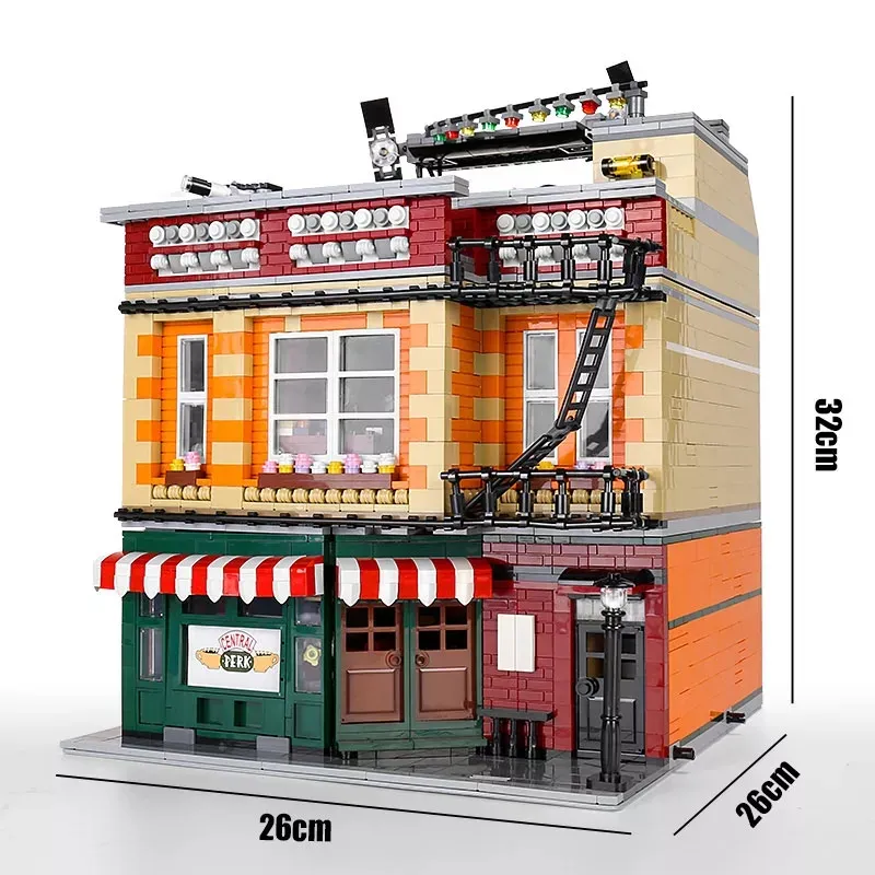 Molde king 16014 série de vista da rua amigos, blocos de café, equipamento de luz, conjuntos de brinquedos para construir e exibir, modelo de construção de rua