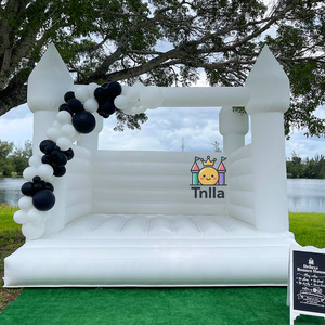 Trampoline gonflable Moonwalk Saut Château gonflable Ligne de saut PVC <span class=keywords><strong>Blanc</strong></span> Maison de rebond de mariage avec toboggan - Product Image 6