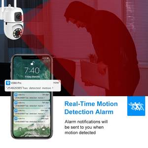 Caméra de sécurité intérieure/extérieure à double objectif 4MP avec capteur CMOS, V380 Pro, audio sans fil, WiFi, PTZ, CCTV, IP55, H.265, directement de l'usine - Product Image 3