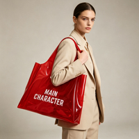 Sac de shopping en PVC transparent de couleur rouge, avec logo personnalisé, grand, petit, mini, en plastique, pour bonbons, cadeaux, sac à bandoulière