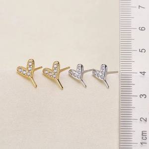 Boucles d'oreilles en argent S925 2452DIY et boucles d'oreilles en forme de cœur, accessoires tendance avec perles de 7 à 9 mm, support creux pour cadeau - Product Image 2
