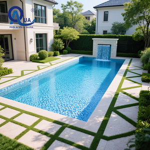 Blue Mosaic <b>Tile</b> Swimming Pool Liner Rectangle&Customized Waterproof Durable Easy Install Outdoor and Indoor Pool <b>Cover</b> - Product Image 2