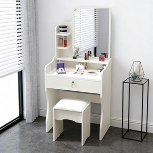 Tocador de Maquillaje Moderno y Minimalista de Madera de Pino con Espejo de Pie, Diseño Ecológico y Duradero para Dormitorio - Product Image 1