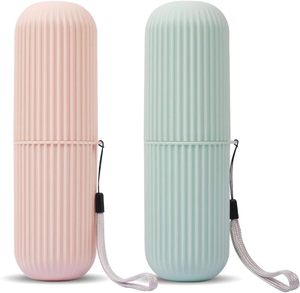 Gobelet de voyage portable à rayures verticales pour bain de bouche, boîte de rangement pour dentifrice et support de brosse à dents - Product Image 1