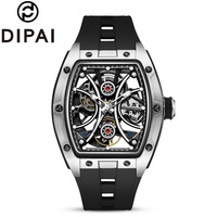 Jam Tangan Mekanik Otomatis Skeleton untuk Pria Tahan Air Bercahaya Tali Karet FKM Sport Hollow Menerima OEM ODM Grosir