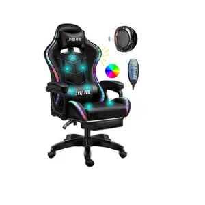 Bester Preis Silla Pink Girl Gamer Stuhl PC Büros tühle Drehbarer LED RGB Gaming Stuhl mit Lautsprechern Fuß stütze und Massage