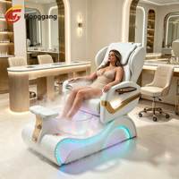 Fauteuil de pédicure électrique inclinable avec massage et bain à remous, résistant à l'acétone, pour salon de manucure et spa