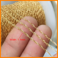 Chaîne de Singapour torsadée en or rempli 14K (1,65 mm) – Collier gourmette anti-ternissement pour la fabrication de bijoux DIY