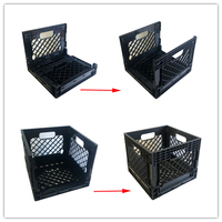 Boîte de rangement pour disques vinyles en forme de caisse à lait |   Plastique pliable écologique, recyclable, empilable, emboîtable et perforé en maille