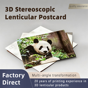 Cartes postales lenticulaires 3D personnalisées imperméables, effet de profondeur 3D, carte <span class=keywords><strong>Panda</strong></span>, design animal et paysage, souvenirs de voyage, cadeaux promotionnels - Product Image 1