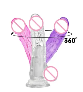 USB Pink Purple Transparenter Kristall vibrierender Penis masturbiert stoßend rotierend schwanken 360 realistischer Dildo vibrator für Frauen