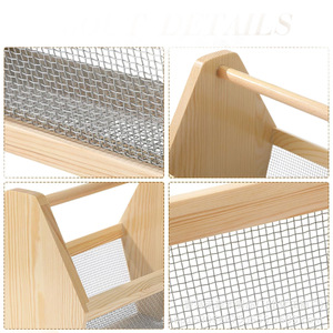 Wooden Fruit And <b>Vegetable</b> Storage Basket Rectangle Mesh Kitchen Storage Eco Friendly Food Container - Product Image 5