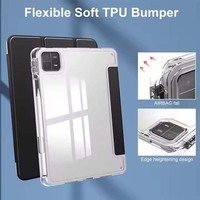 Berlaku untuk Mi Pad 6/6Pro-11Casing Flip Akrilik Tidur Pintar yang Nyaman, Pelindung Tablet PU Lipat Tiga Kristal Transparansi Tinggi