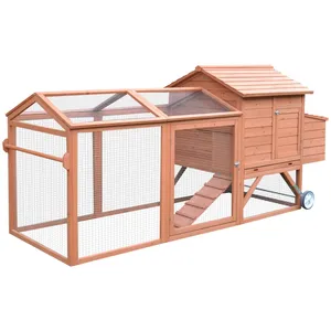 TIANYI Outdoor Backyard Chicken House Wooden Mobile Chicken Run Coop with Nest Box and Wheels