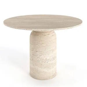 Tavolo di Design travertino gambe rotonde in pietra di marmo