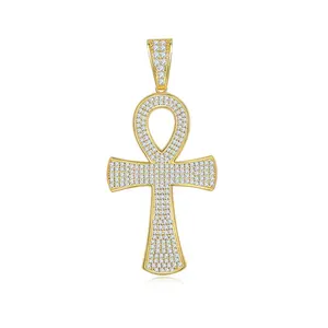 Hanyu Bijoux Offre Spéciale Hiphop Croix Pendentif En Argent Sterling 925 VVS Moissanite Diamant Pendentif Collier