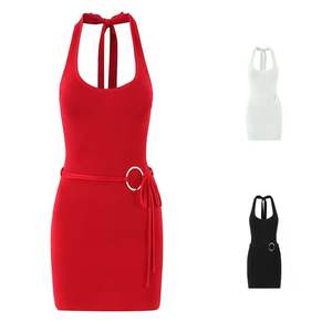 Vestido de Verano para Mujer, Nuevo Estilo Moderno, Color Blanco, Decoración Metálica, Estilo Retro Informal, Sin Mangas - Product Image 1