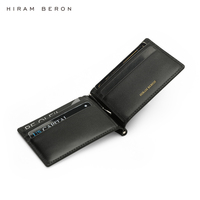 Portefeuille en cuir italien avec Clip pour cartes, nouveau produit, porte-cartes personnalisé OEM ODM, noir et brillant, vente en gros, livraison à domicile