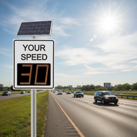 Détecteur de radar de vitesse numérique à énergie solaire SevenShine avec lumières LED rouges/blanches/jaunes pour les panneaux d'affichage de la limite de vitesse des voitures