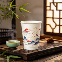 Gobelets en papier jetables à double paroi, style chinois, personnalisables, épais et résistants à la chaleur, pour boissons chaudes, café, lait, thé – Vente en gros